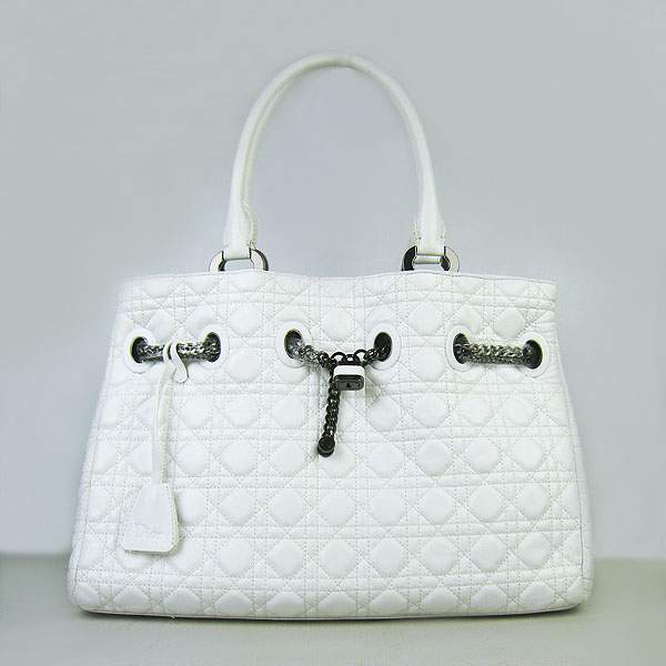 Christian Dior 1833 Quilted Lambskin Handbag-White